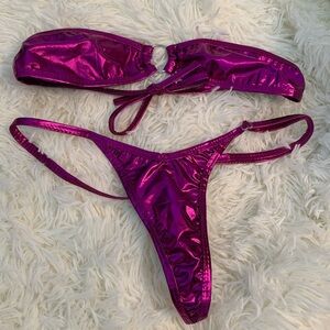 Pink Metalic Thong Bikini never worn